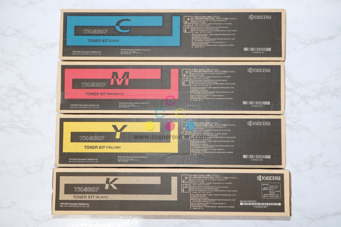 New OEM Kyocera TASKalfa 3050ci,3051ci,3550ci,3551ci TK-8307CMYK Toner Full Set