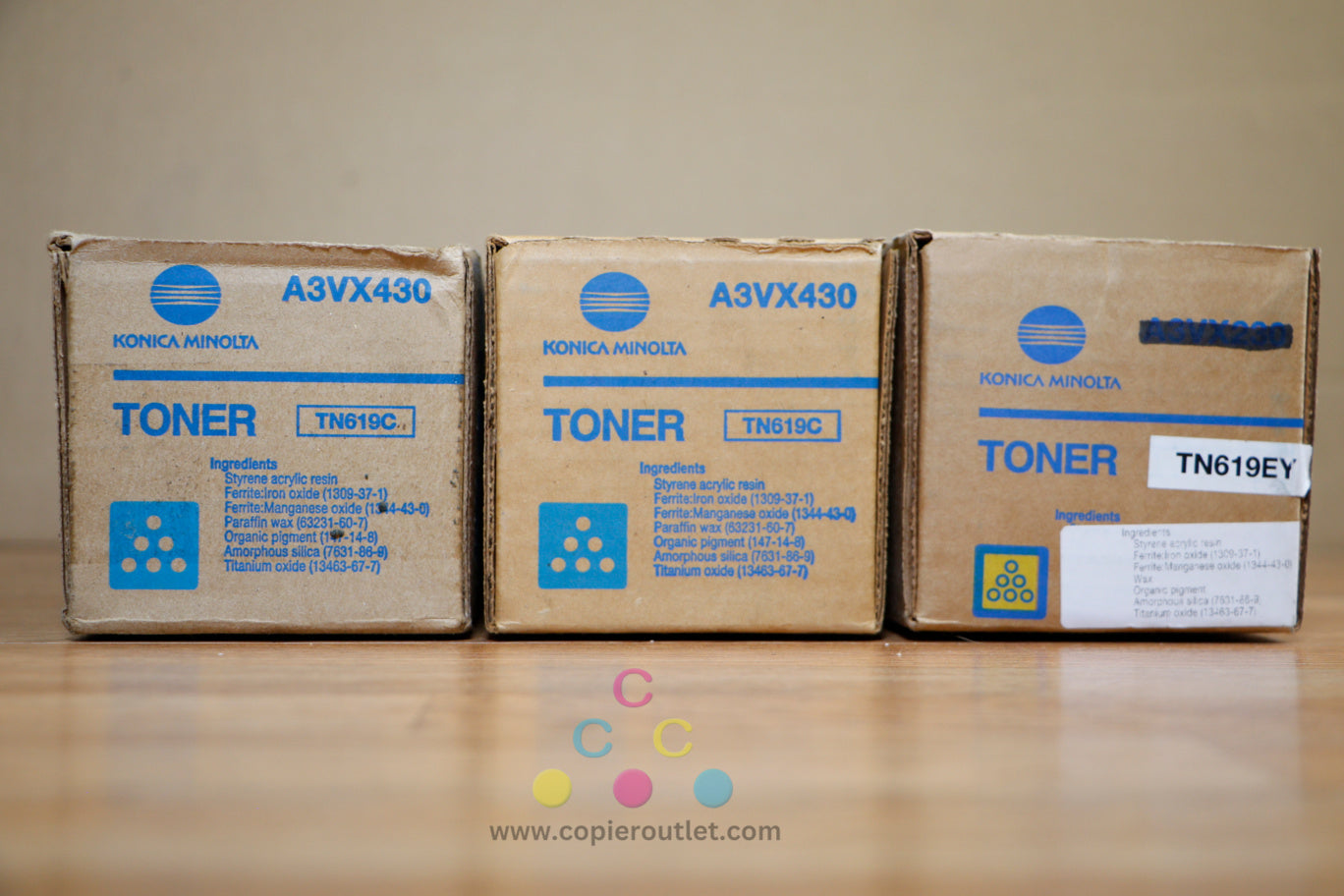 Konica Minolta TN619 2 Cyan & Yellow Toner Carts Accurio Press C2060 C2070 C3070