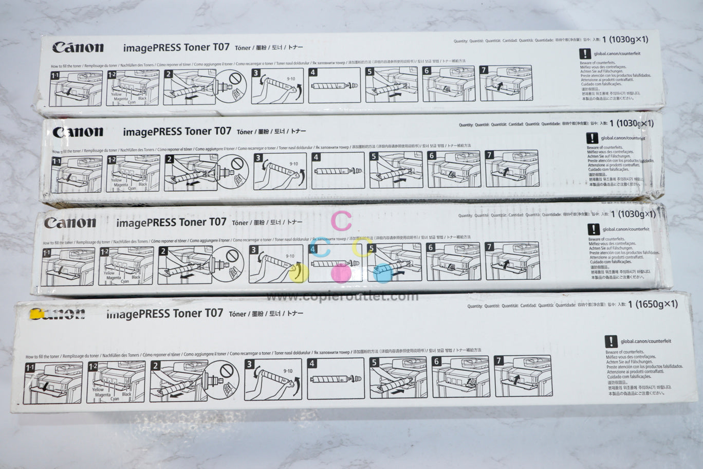 New OEM Canon imagePRESS Lite C165,C170,C265,270 T07 CMYK Toner Set