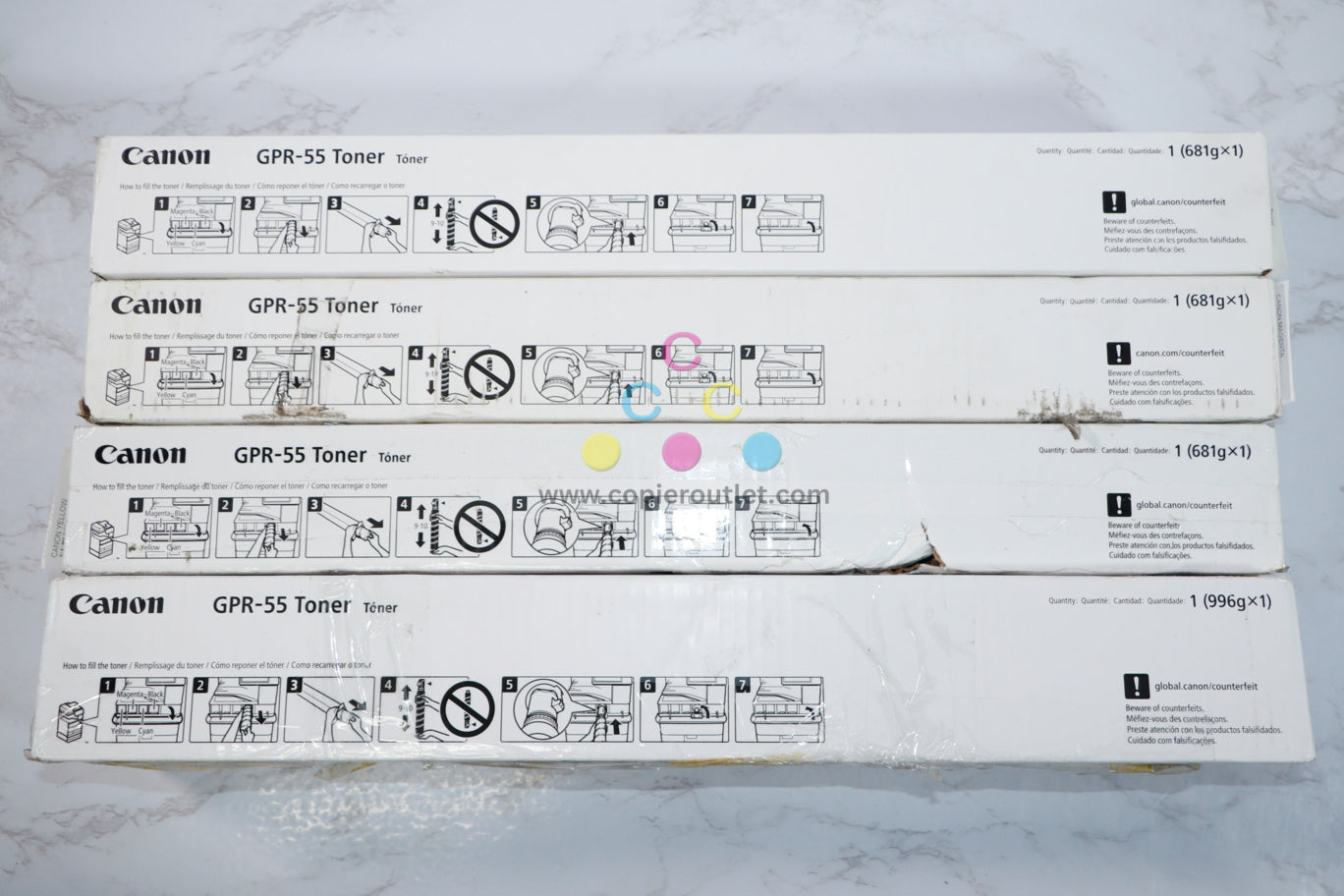 4 Cosmetic OEM Canon Image Runner C5535,C5540,C5550,C5560 GPR-55 CMYK Toners