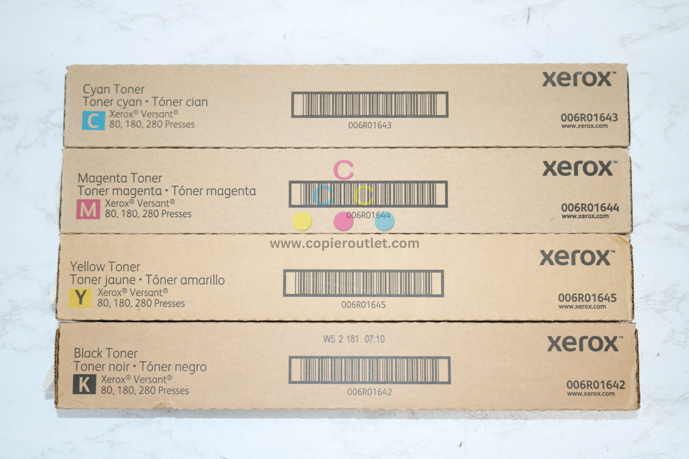 New OEM Xerox Versant 80,180,280 Press CMYK Toner Set 006R01642,1643,1644,1645