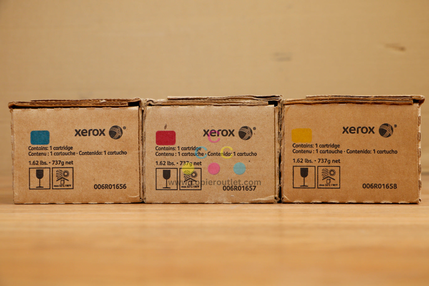 New Genuine Xerox Cyan, Magenta & Yellow Toners ColorC60 C70 006R01656,57,58