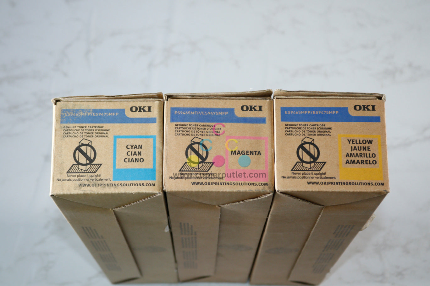 3 OEM Oki ES9465, ES9475 CMY Toner Cartridges 45643505,45643506,45643507