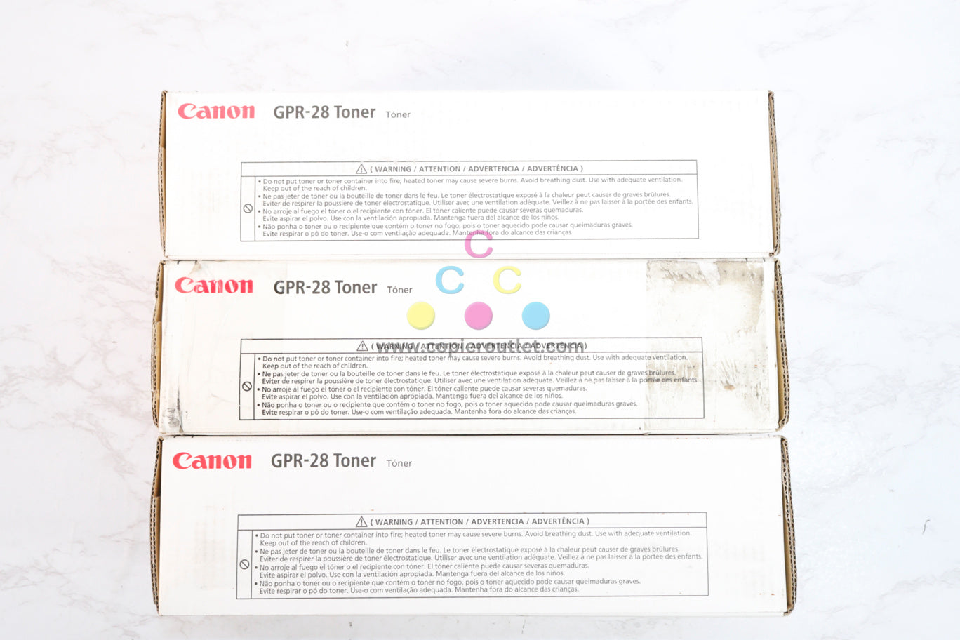 Lot Of 3 Canon iR C1022 GPR-28 CMY Toner  1658B004[BA] 1657B004[BA] 1659B004[BA]