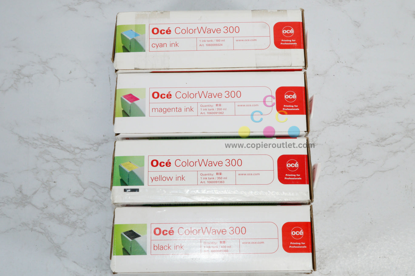 4 OEM Oce ColorWave 300, CW300 CMYK Ink Tank 1060089324,1060091360,1362,1363