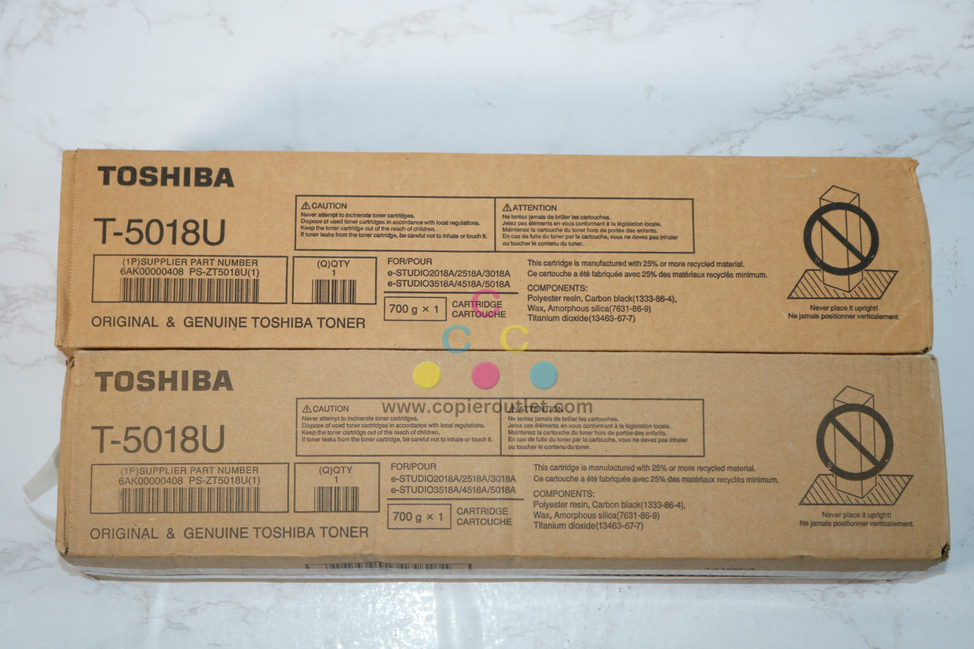 2 New OEM Toshiba e-STUDIO 2018A, 2518A, 3018A, Black Toner Cartridges T-5018U