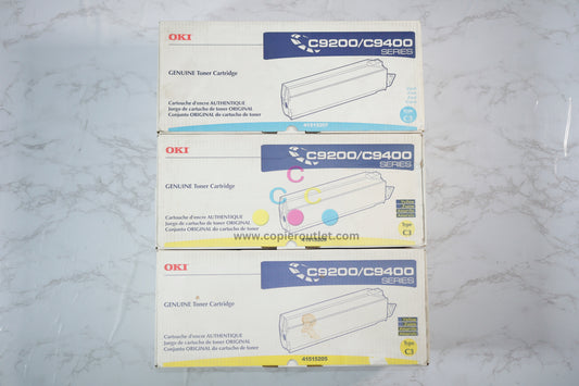 3 New OEM Oki C9200,C9400 Series Type C3 Cyan & Yellow Toners 41515205, 41515207