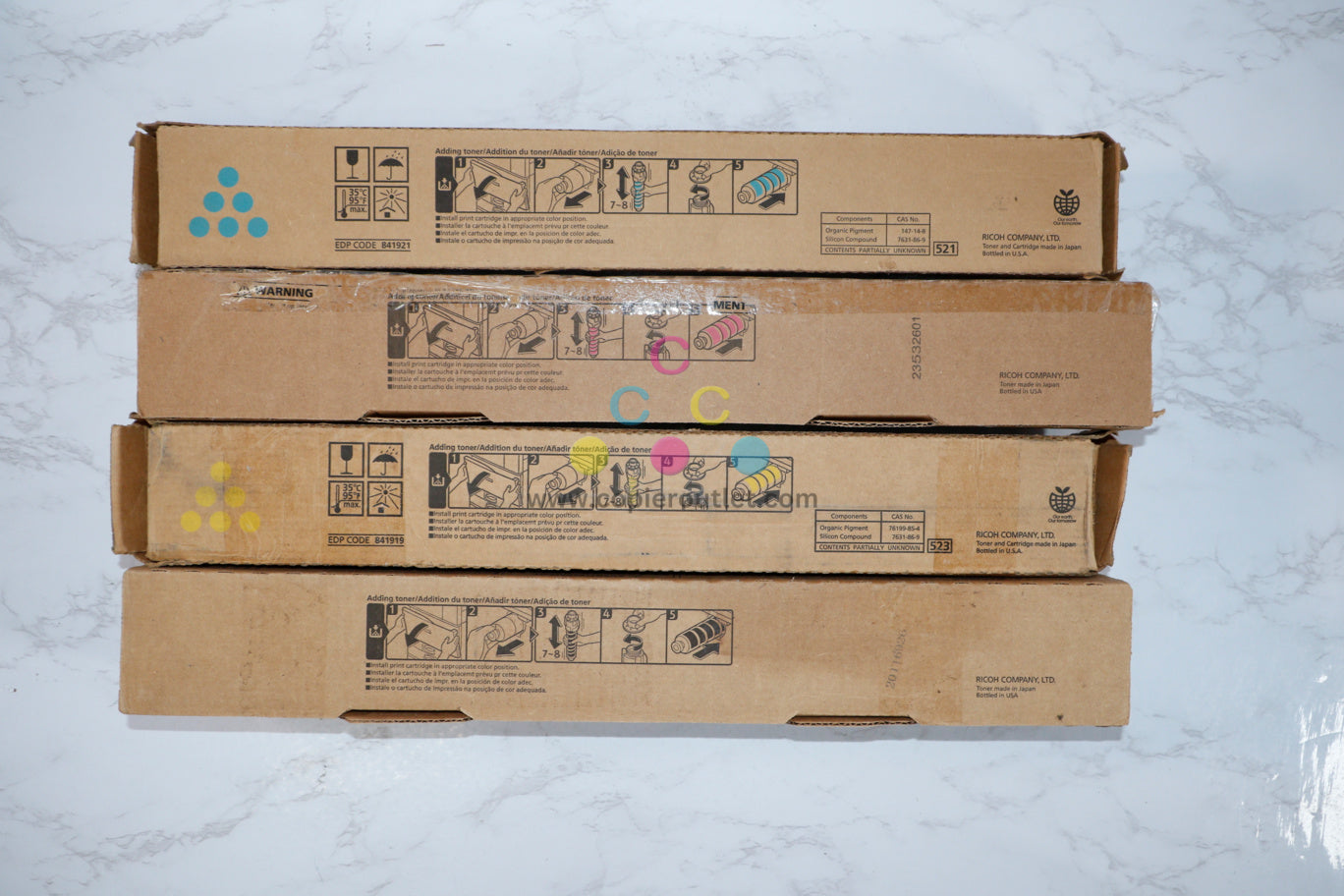 Cosmetic OEM Ricoh MP C2503H,C2003,C2004,C2503,C2504 CMYK Toner Set 841918,19,20,21