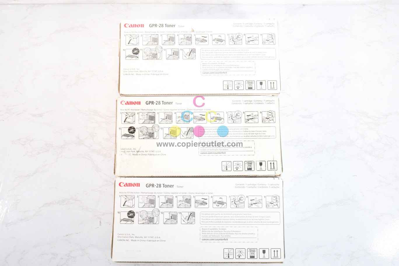 Lot Of 3 Canon iR C1022 GPR-28 CMY Toner  1658B004[BA] 1657B004[BA] 1659B004[BA]