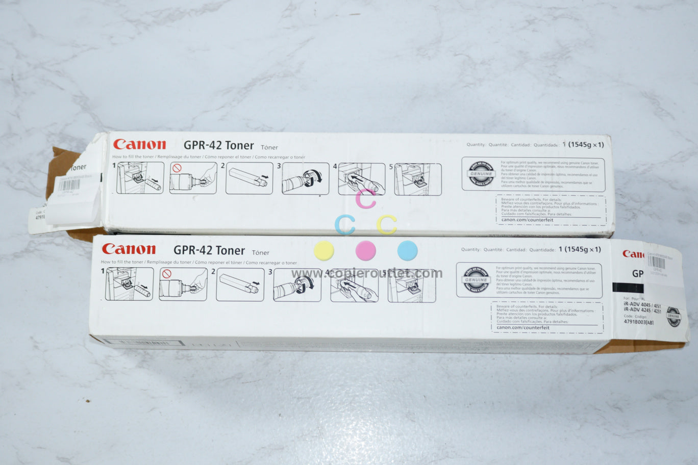 2 Open OEM Canon iR ADVANCE 4045,4051,4245,4251 Black Toner Cartridges GPR-42 / 4791B003