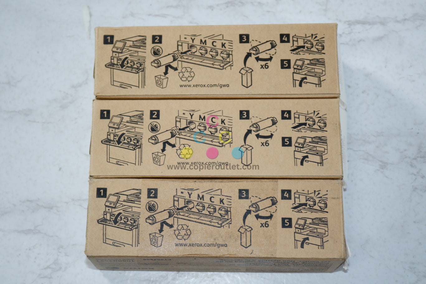 3 OEM Xerox Phaser 6510,6515 CMY Metered Toners 106R03489,106R03490,106R03491