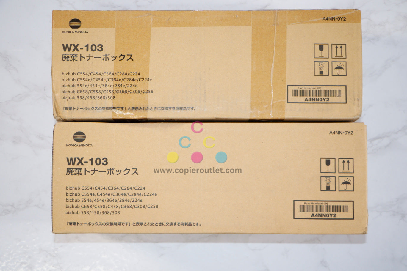 2 New OEM Konica BHC554,C454,C364,C284,C224 Waste Toner Box WX-103 / A4NN-0Y2