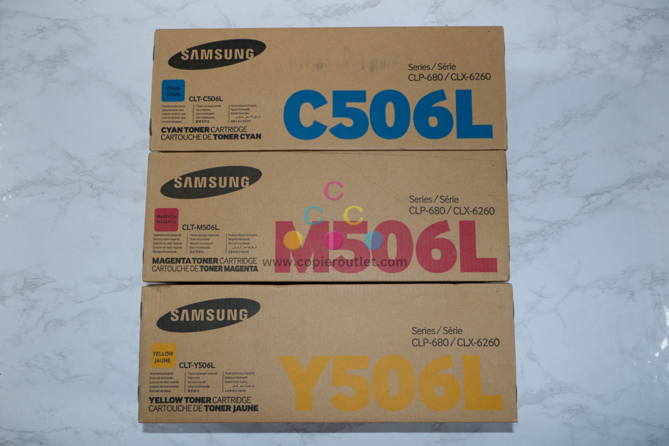 NEW Genuine Samsung CLT-C506L/M506L/Y506L CMY Toner Set For Samsung CLP-680ND, CLX-6260FD, CLX-6260FW Same Day Shipping