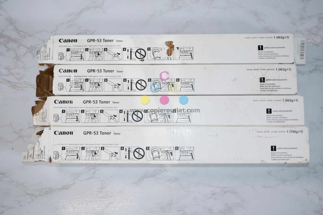 Open OEM Canon iRUNNER C3325,C3330,C3525,3530,C3725 GPR-53 CMYK Toner Set