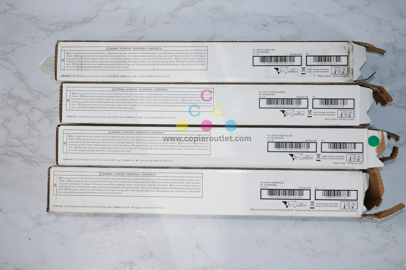 Open OEM Canon iRUNNER C3325,C3330,C3525,3530,C3725 GPR-53 CMYK Toner Set