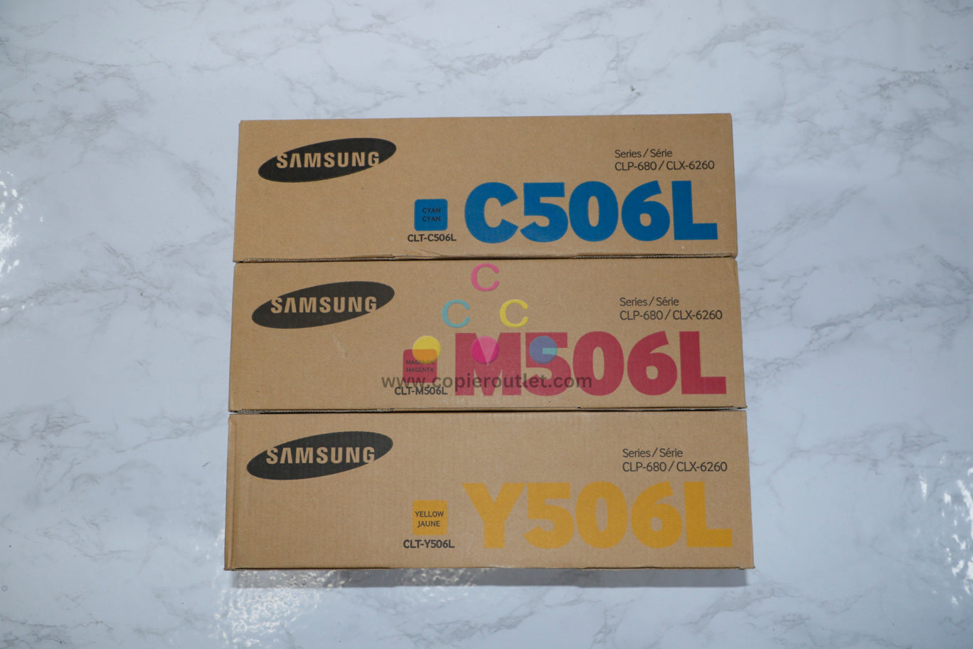 NEW Genuine Samsung CLT-C506L/M506L/Y506L CMY Toner Set For Samsung CLP-680ND, CLX-6260FD, CLX-6260FW Same Day Shipping