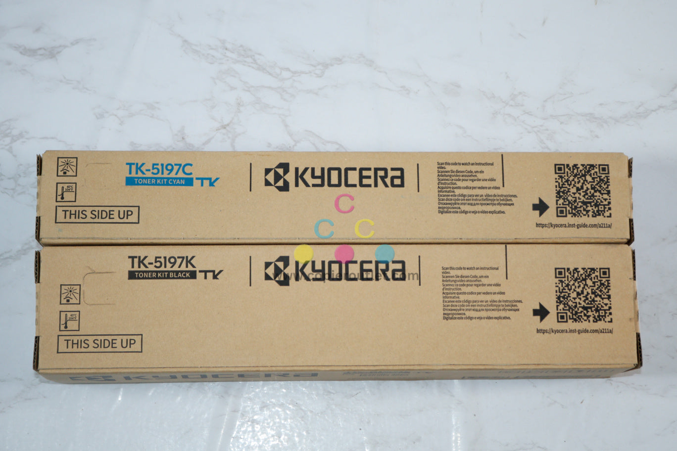 2 OEM Kyocera TASKalfa 306ci,307ci,308ci Cyan & Black Toners TK-5197C, TK-5197K