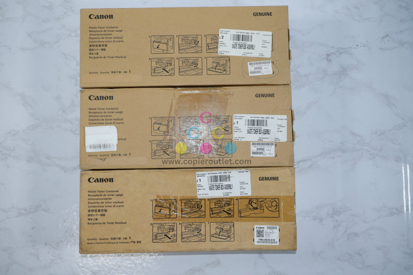 Lot of 3 Genuine Canon FM4-8035-010 Waste Toner Container For iR1740, 1730, 150iF