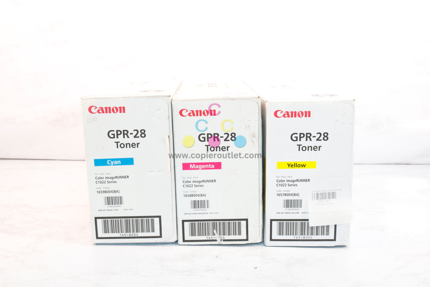 Lot Of 3 Canon iR C1022 GPR-28 CMY Toner  1658B004[BA] 1657B004[BA] 1659B004[BA]