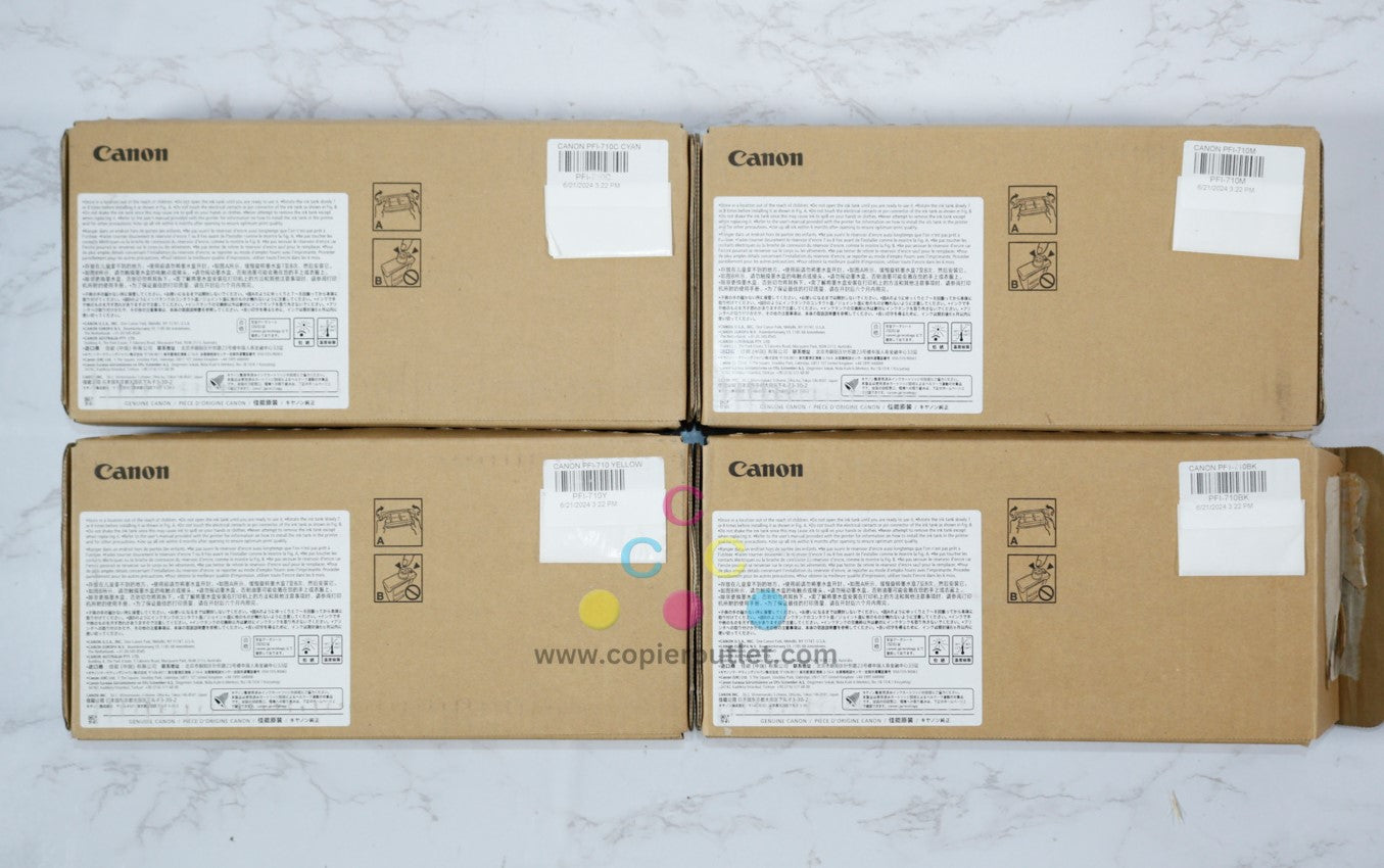 4 OEM Canon iPROGRAF TX-2000,TX-3000,TX-4000 PFI-710 CMYK Ink Tanks (Open Box Black)