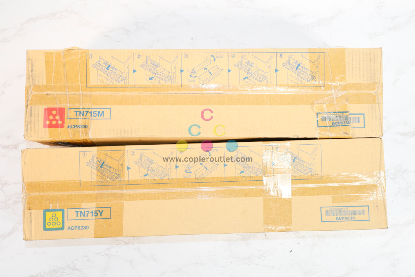 2 New OEM Konica Minolta bizhub C750i TN715 MY Toner Cartridges ACP8230,ACP8330