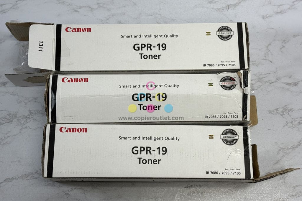 3 Genuine Canon IR 7086,7095,7095P,7105 Black Toners GPR-19 (2 Open Box, 1 Used)