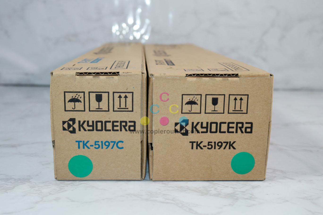 2 OEM Kyocera TASKalfa 306ci,307ci,308ci Cyan & Black Toners TK-5197C, TK-5197K