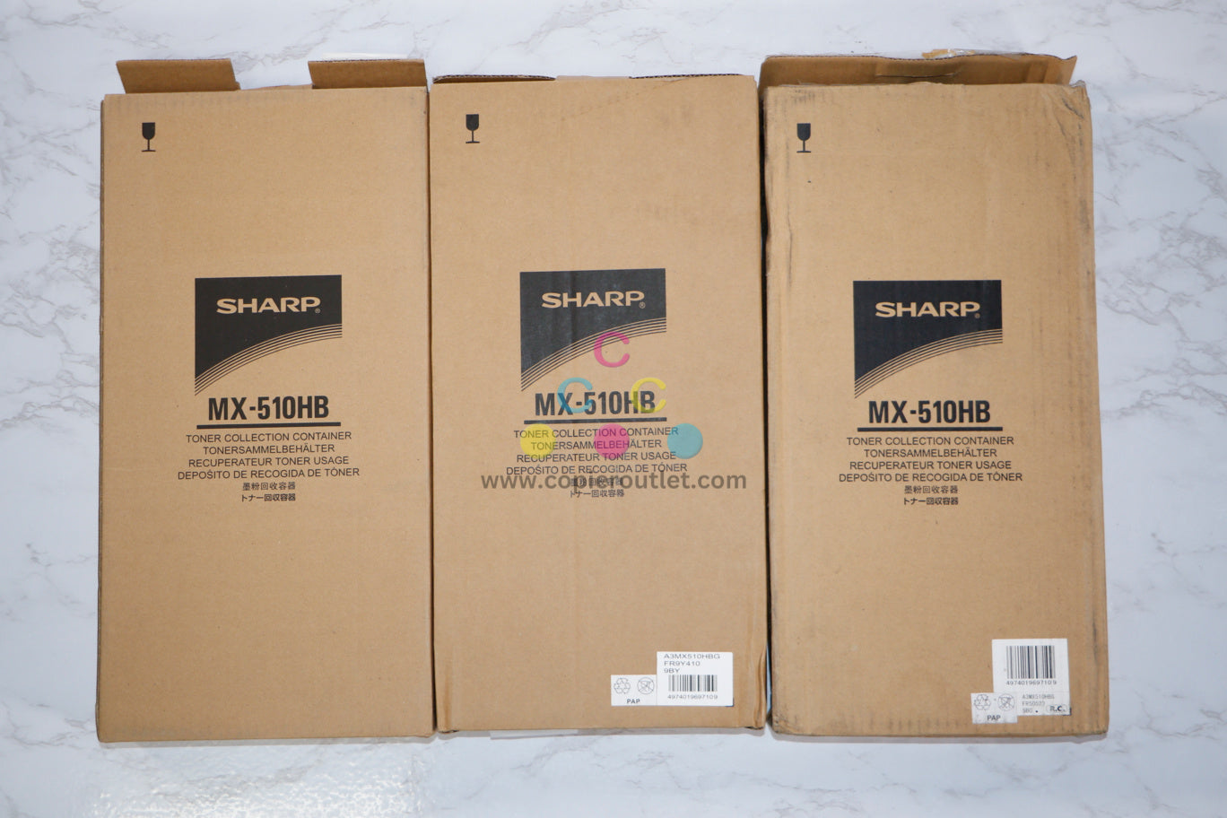 3 Cosmetic OEM Sharp MX-2600N,MX-3100N, MX-4100N Waste Toner Boxes MX-510HB