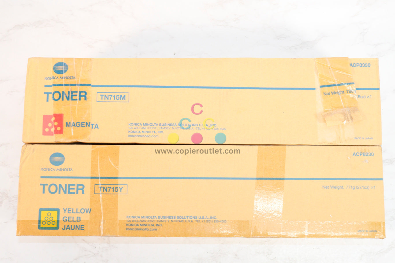 2 New OEM Konica Minolta bizhub C750i TN715 MY Toner Cartridges ACP8230,ACP8330