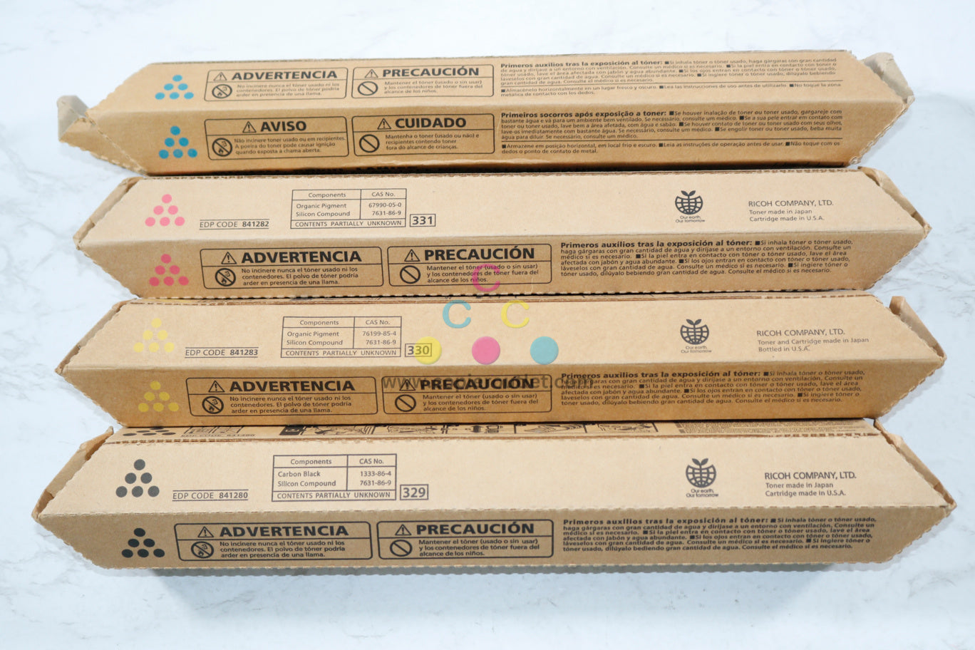 4 New OEM Ricoh MP C2550,9025,LD525C CMYK Toners 841280,841281,841282,841283