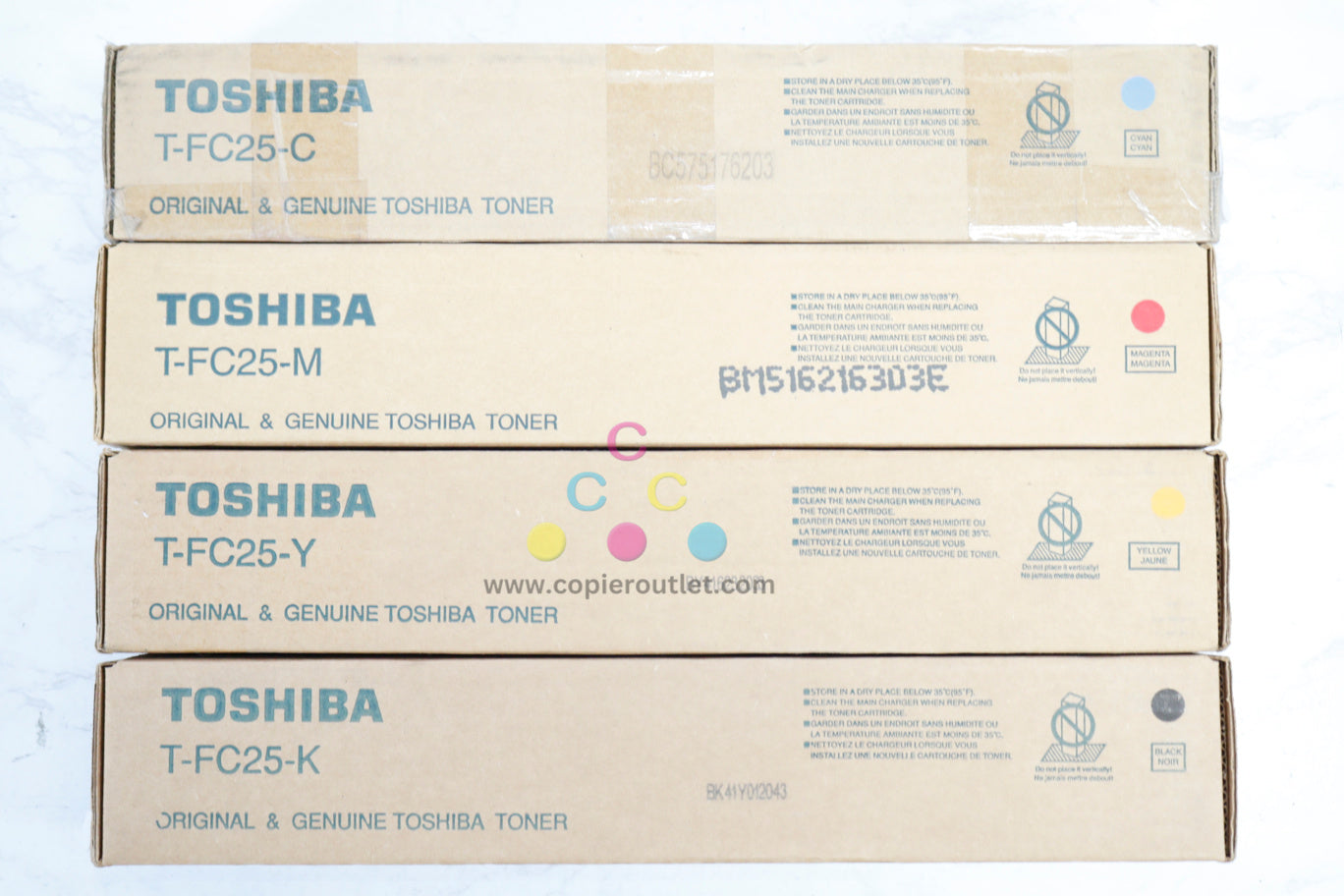 4 Genuine Toshiba e-STUDIO 2040C,2540C,3040C,3540C,4540C T-FC25 CMYK Toners