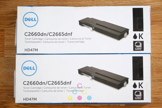 Lot of 2 Dell HD47M Black Standard Yield Toner Cartridges Dell C2660dn, C2665dnf