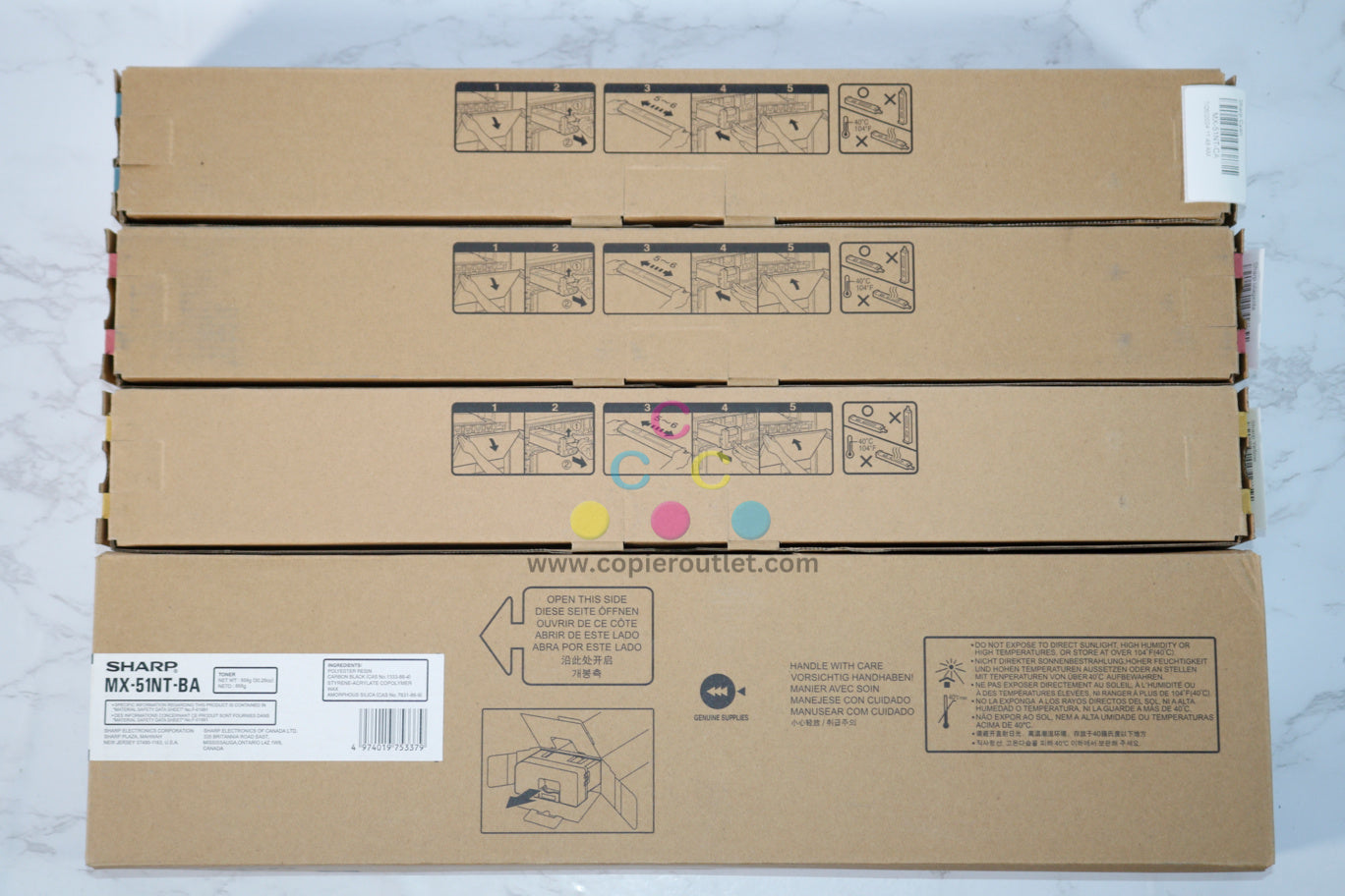 4 New OEM Sharp MX-4140N,MX-4141N,MX-5110N,MX-5110N MX-51NT CMYK Toners