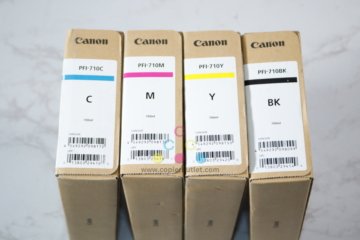 4 OEM Canon iPROGRAF TX-2000,TX-3000,TX-4000 PFI-710 CMYK Ink Tanks (Open Box Black)