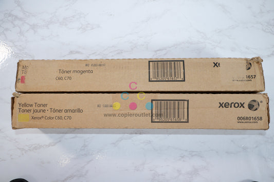 2 Cosmetic OEM Xerox Color C60, C70 Magenta & Yellow Toners  006R01657, 006R01658