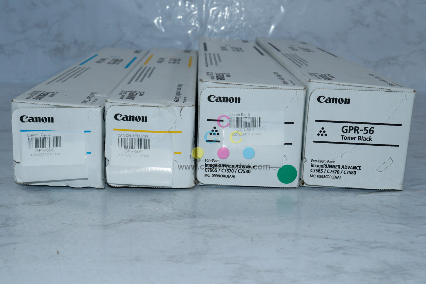 4 New OEM Canon iRUNNER C7565, C7570, C7580, C7765 GPR-56 CYKK Toner Cartridges