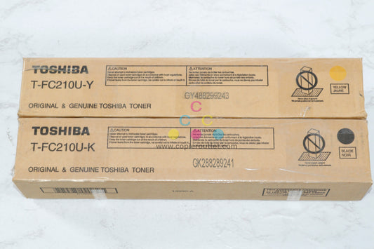 2 OEM Toshiba eSTUDIO 2010AC, 2510AC Y&K Toner Cartridges T-FC210U-Y, T-FC210U-K