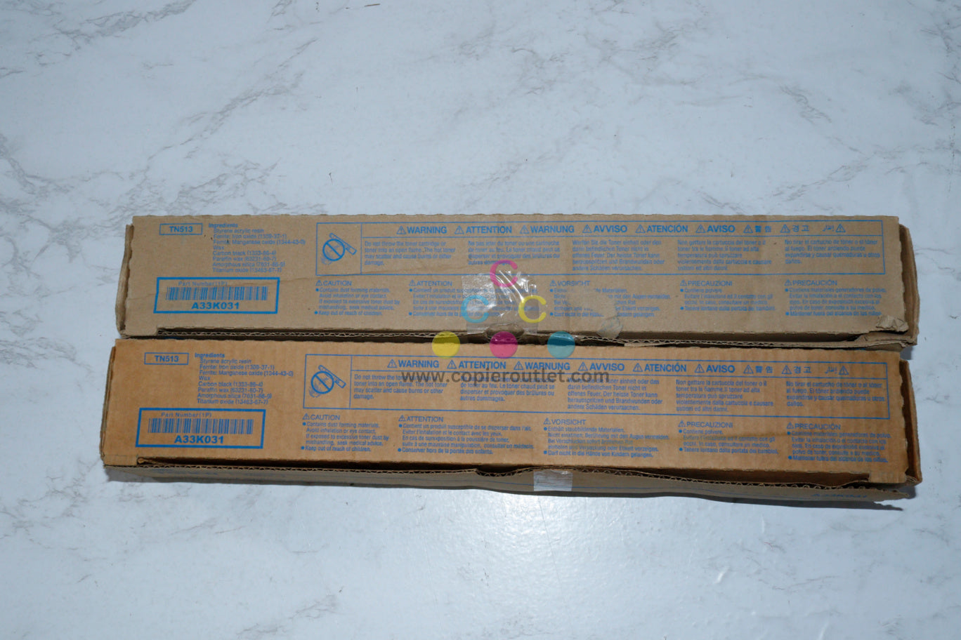 2 Cosmetic OEM Konica Minolta BH 554e, 454e, TN513 Toners A33K031, Same Day Ship