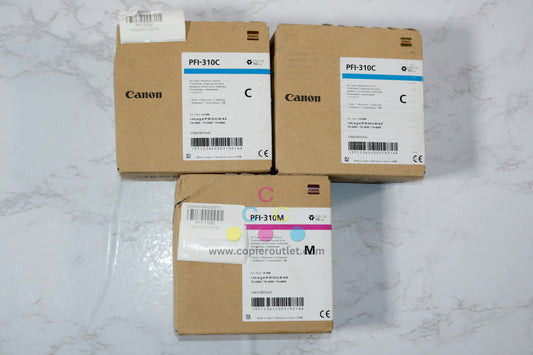 3 OEM Canon TX-2000,TX-3000,TX-4000 Cyan & Magenta PFI-310C,PFI-310M Ink Tanks