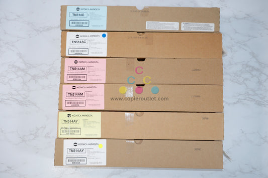 2 OEM Konica Minolta bizhub C458,C558,C658 TN514CMY Color Toners (Plain Boxes)