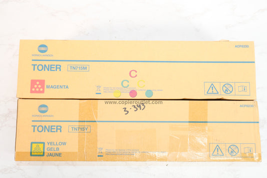 2 New OEM Konica Minolta bizhub C750i TN715 MY Toner Cartridges ACP8230,ACP8330