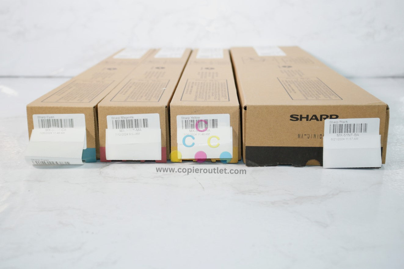 4 New OEM Sharp MX-4140N,MX-4141N,MX-5110N,MX-5110N MX-51NT CMYK Toners