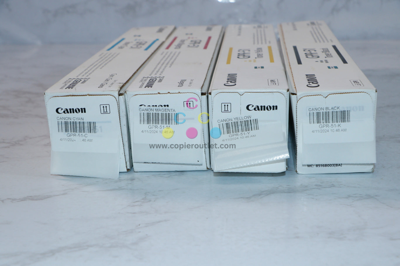 4 New OEM Canon iR ADVANCE C250, C255, C350, C355 CMYK Toner Cartridges GPR-51