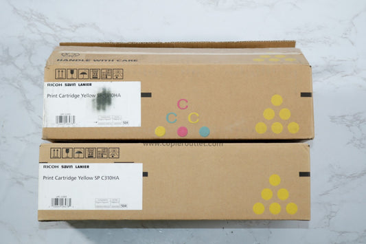 2 Open OEM Ricoh SP C310HA,SP C231N,SP C342DN Yellow Hi Yield Toner Cart 406478