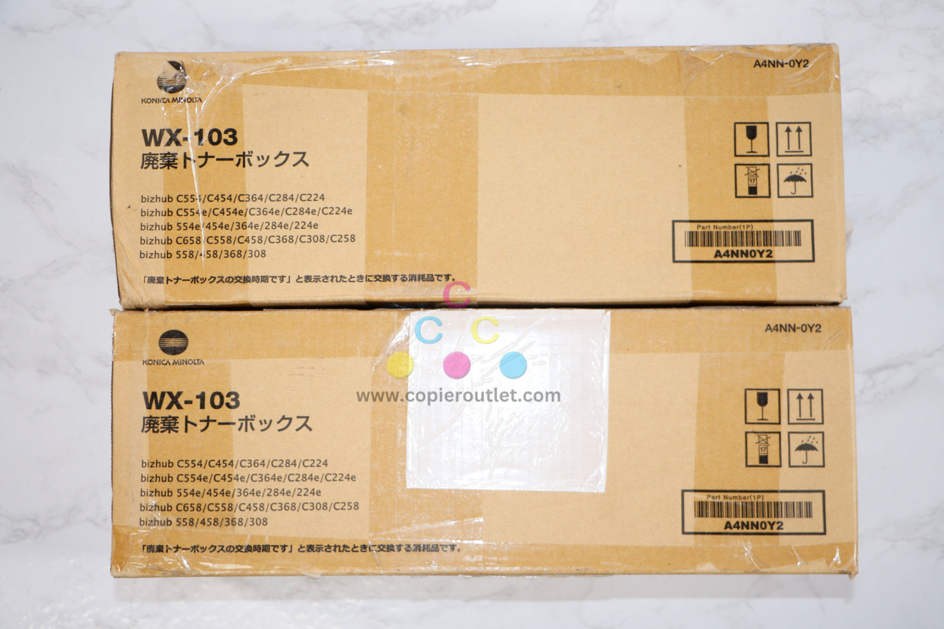 2 Cosmetic OEM Konica BHC554,C454,C364,C284 Waste Toner Box WX-103 / A4NN-0Y2