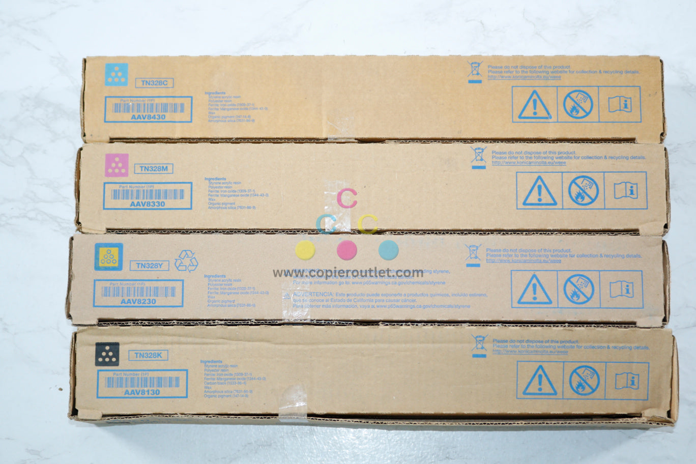 4 OEM Konica Minolta Bizhub C250i,C300i,C360i,C450i,C550i,C650i TN328 CMYK Toner