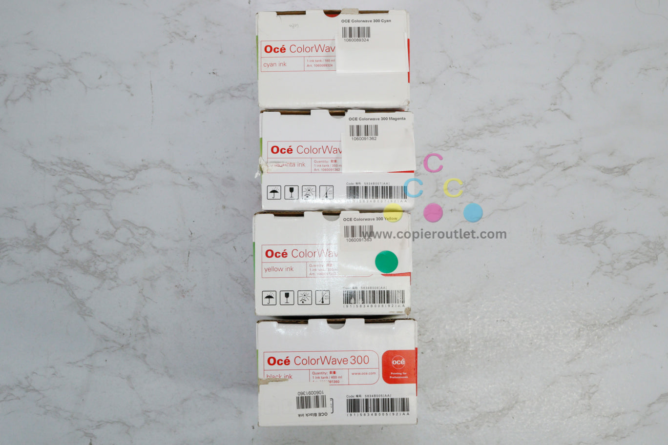 4 OEM Oce ColorWave 300, CW300 CMYK Ink Tank 1060089324,1060091360,1362,1363