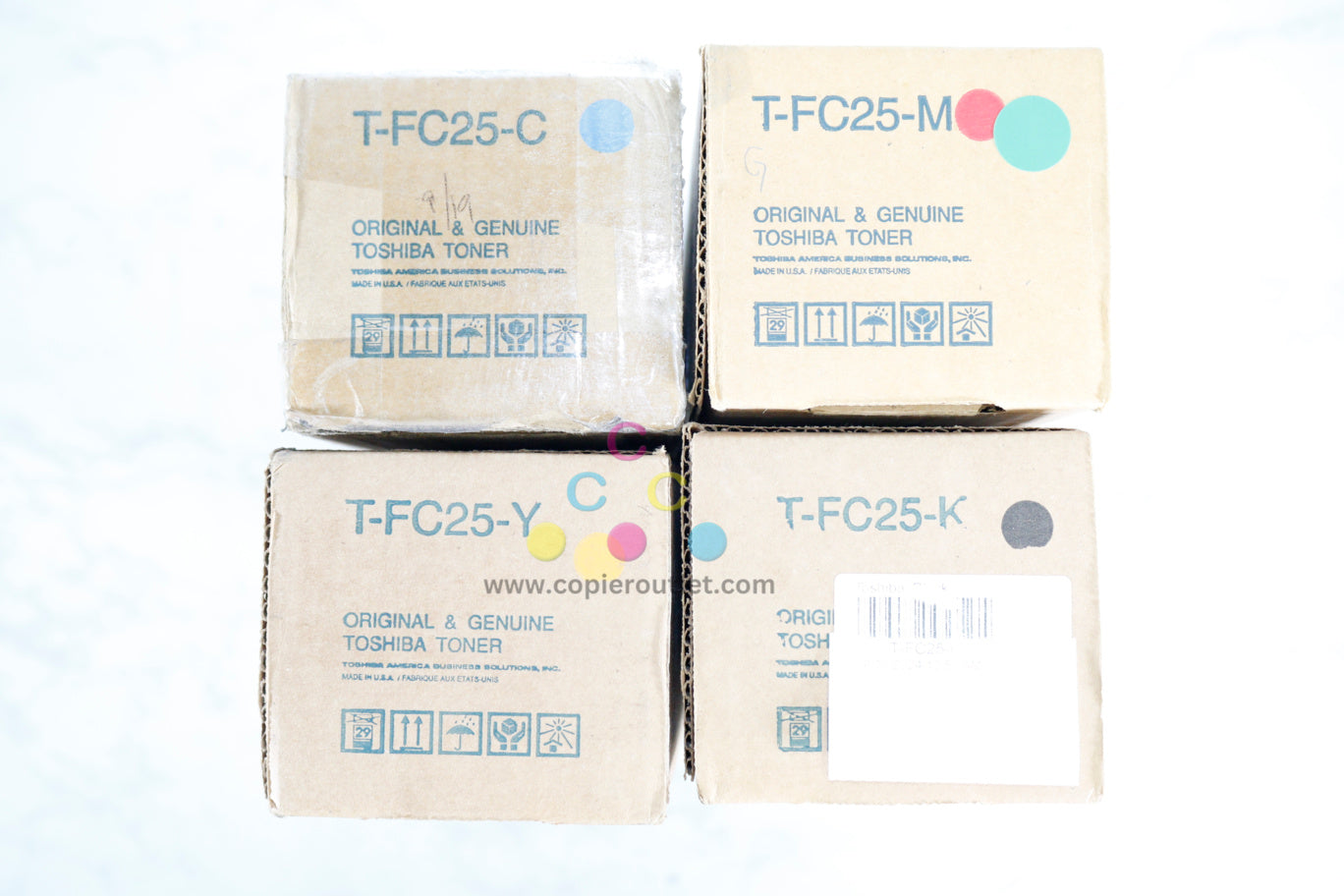 4 Genuine Toshiba e-STUDIO 2040C,2540C,3040C,3540C,4540C T-FC25 CMYK Toners