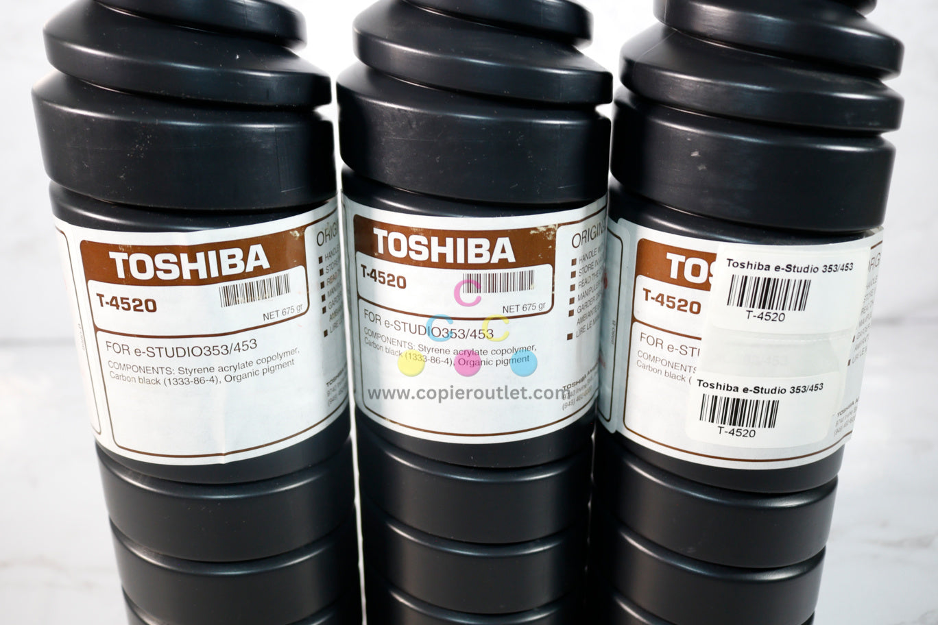 3 New OEM Toshiba eSTUDIO 353 / 453 Black Toner Cartridges T-4520 (T4520)