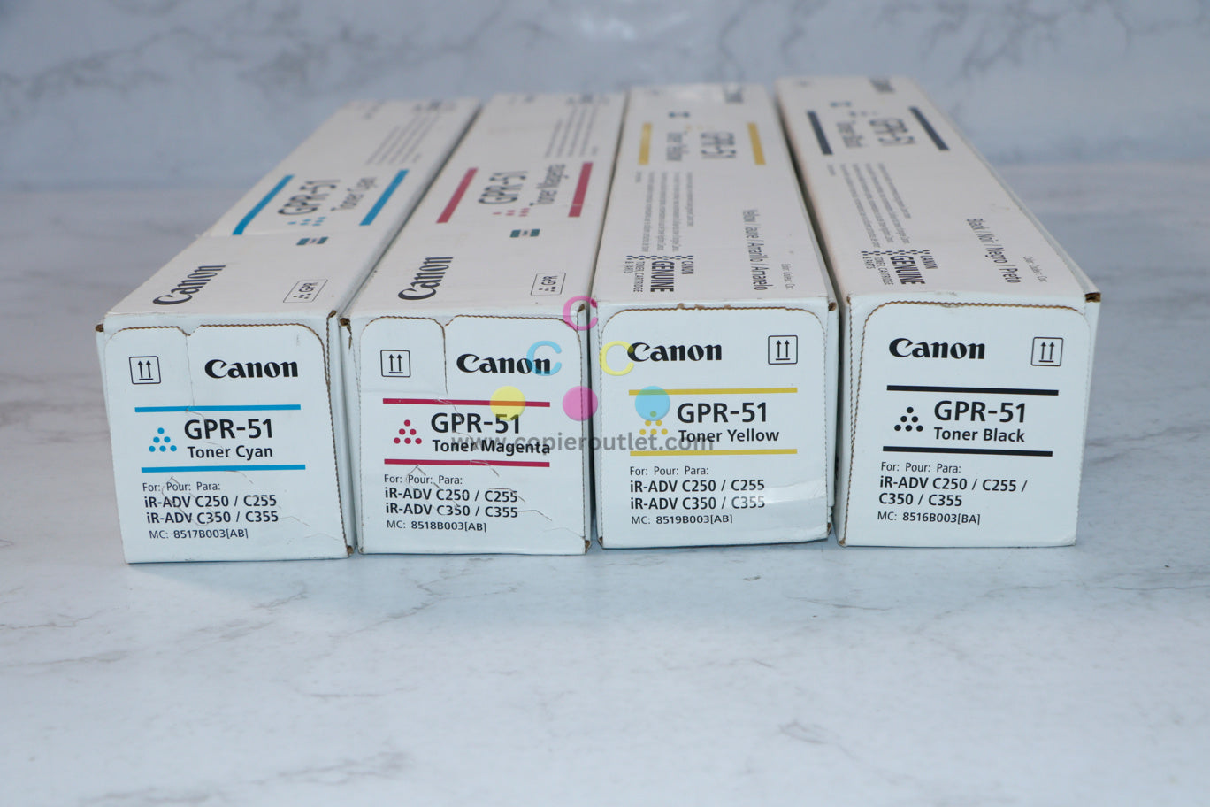 4 New OEM Canon iR ADVANCE C250, C255, C350, C355 CMYK Toner Cartridges GPR-51